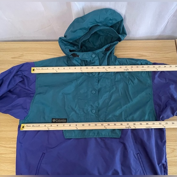 🛶🌈🌲Columbia Vintage Anorak Windbreaker Jacket. Teal, bluish purple. - Picture 11 of 13